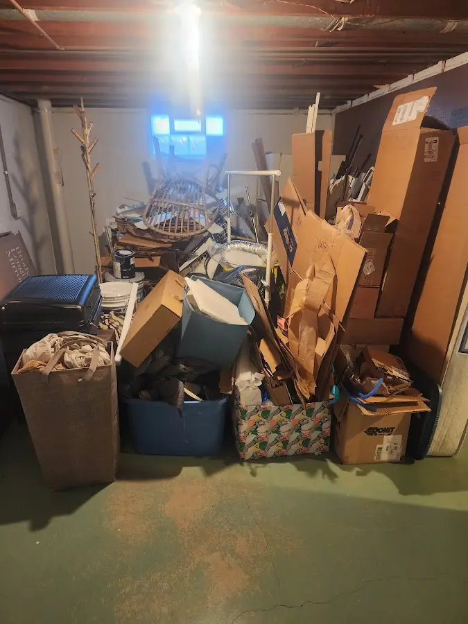 Roll-off dumpster container at job site for 20 Yard Dumpster Rental in Floyds Knobs